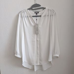 NYDJ White Blouse Long Sleeve Button Up Shirt PM